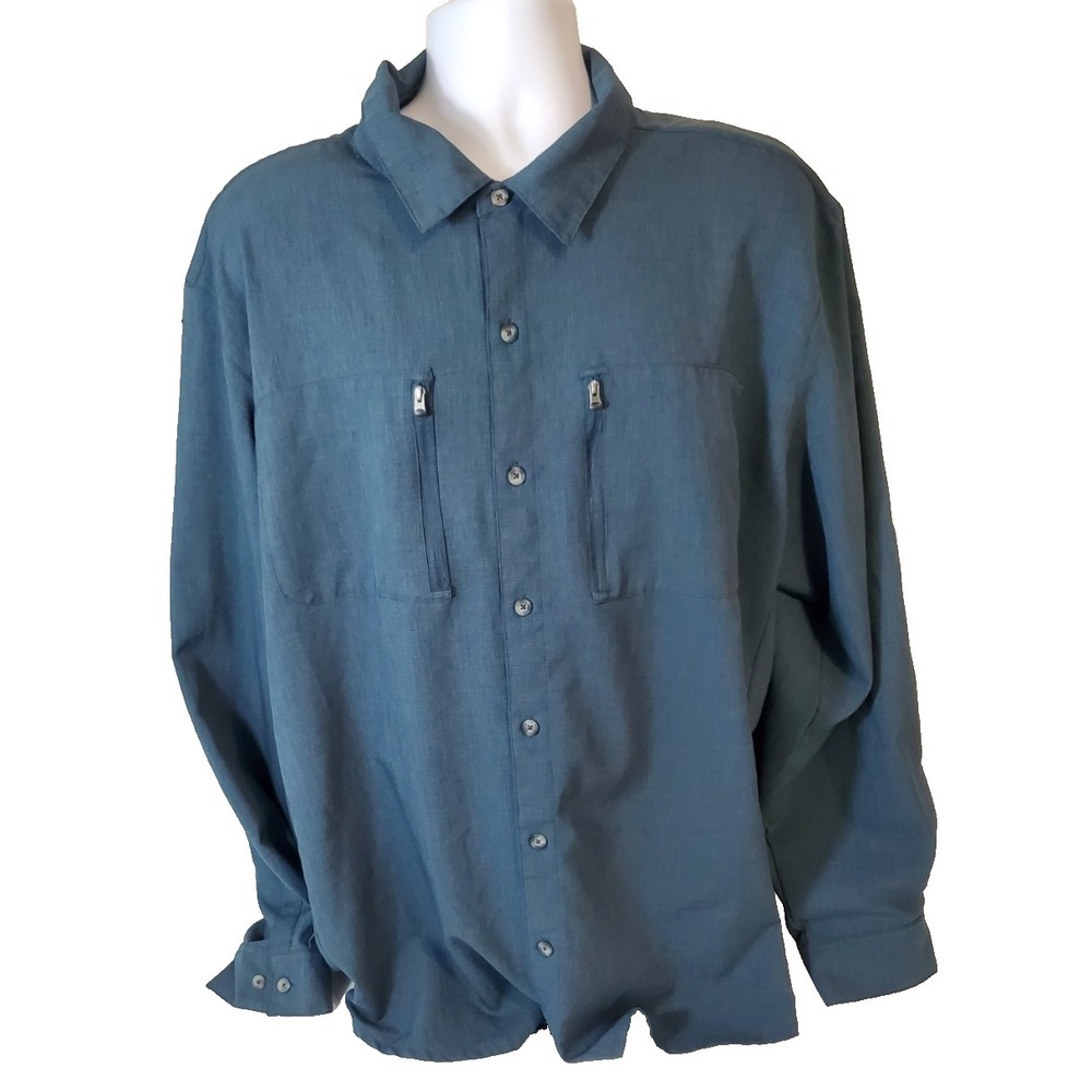 Magellan Outdoors Adventure Gear Mag Wick Mens 2XL‎ Blue Loose Fit Button Down